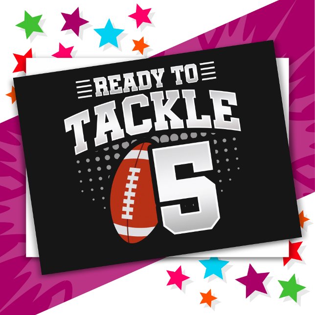 5 Year Old Tackle Football Party Kids 5th Birthday Postcard (Creator Uploaded)