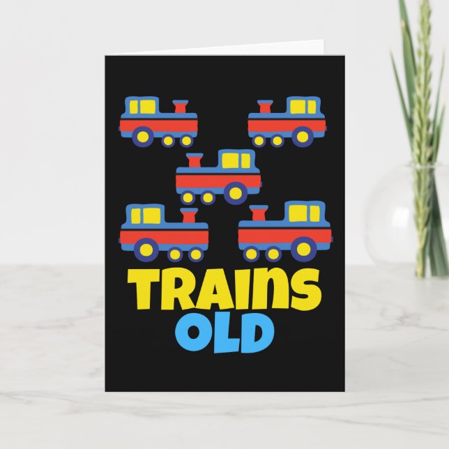 5 Year Old Train Birthday Party Theme Card (Front)
