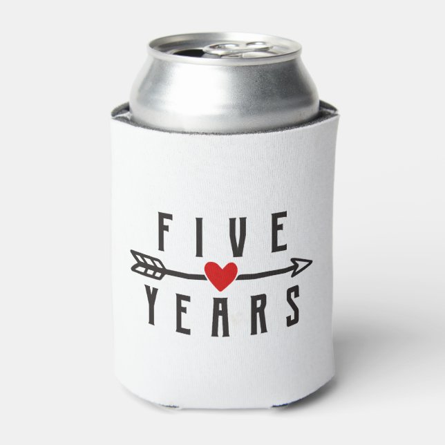 5 Year Wedding Anniversary Relationship  Can Cooler (Can Front)