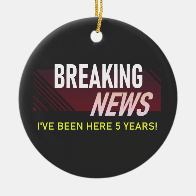 5 Year Work Anniversary 5th Employee Appreciation Ceramic Ornament (Front)