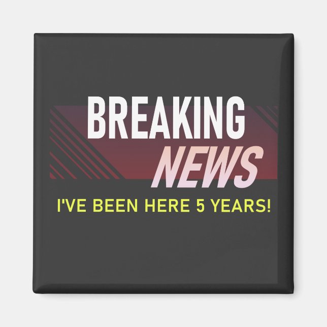 5 Year Work Anniversary 5th Employee Appreciation Magnet (Front)