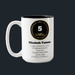 5 Year Work Anniversary | Employee Appreciation Two-Tone Coffee Mug<br><div class="desc">5 year work anniversary quotes award,  for Employee Appreciation. personalised gift</div>