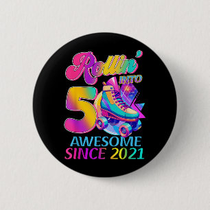 5 Years Awesome Since 2021 Hockey Theme Birthday 1 6 Cm Round Badge