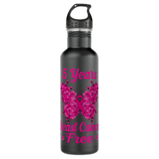 5 Years Breast Cancer Free Survivor Butterfly 710 Ml Water Bottle