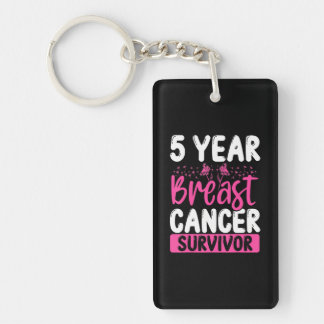5 Years Cancer Survivor Breast Cancer Awareness Key Ring