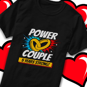 5 Years Comic Super Power Couple 5th Anniversary T-Shirt