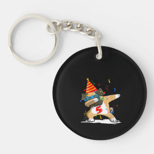 5 Years Dabbing Pug Dog Lover Birthday Key Ring
