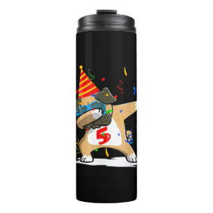 5 Years Dabbing Pug Dog Lover Birthday Thermal Tumbler