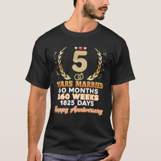 5 Years Married Happy 5Th Wedding Anniversary Coup T-Shirt