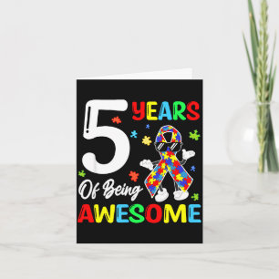 5 years of being awesome birthday ribbon autism card