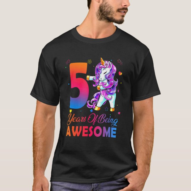 5 Years of Being Awesome Unicorn Flossing Since 20 T-Shirt (Front)
