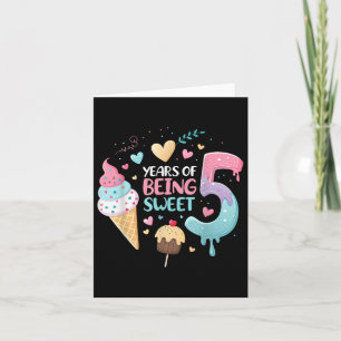 5 Years Of Being Sweet 5th Birthday Girl Ice Cream Card