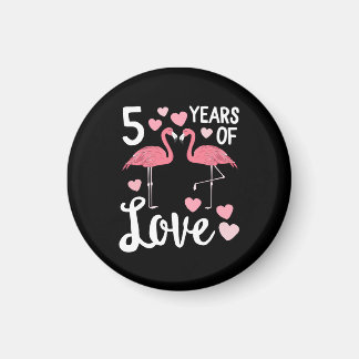 5 Years Of Love Flamingo Matching Anniversary Magnet