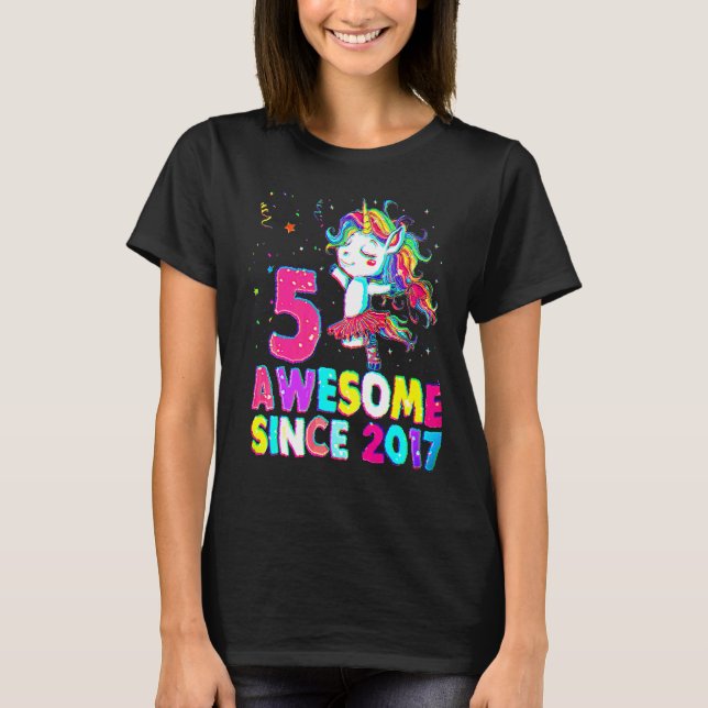 5 Years Old 5th Birthday Ballet Unicorn Girl Since T-Shirt (Front)