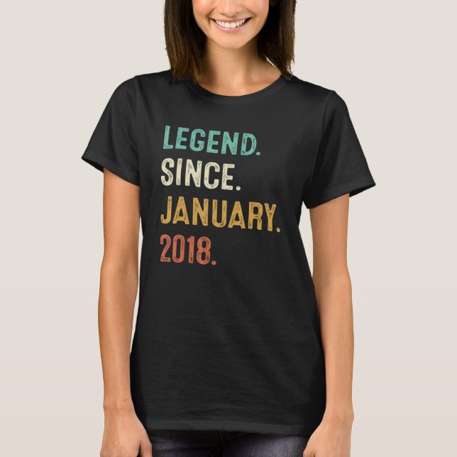 5 Years Old  5th Birthday Boy Legend Since January T-Shirt (Front)