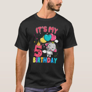 5 Years Old 5th Birthday Elephants Girls Awesome S T-Shirt