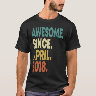 5 Years Old Awesome Since April 2018 5th Birthday T-Shirt