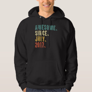 5 Years Old Awesome Since July 2017 5th Birthday Hoodie
