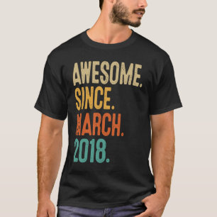 5 Years Old Awesome Since March 2018 5th Birthday T-Shirt