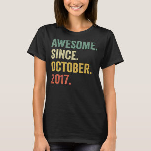 5 Years Old Awesome Since October 2017 5th Birthd T-Shirt