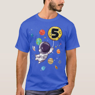 5 Years Old Birthday Boy Gifts Astronaut 5th Birth T-Shirt