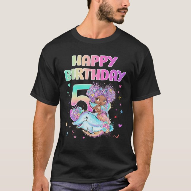 5 Years Old Birthday Girl Gifts Mermaid 5Th Birthd T-Shirt (Front)