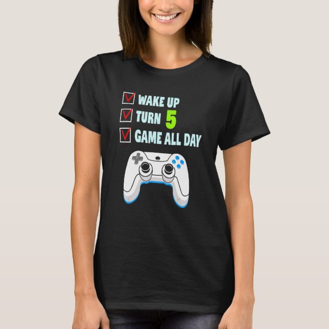 5 Years Old Boy Gamer Birthday Party 5th Birthday T-Shirt (Front)