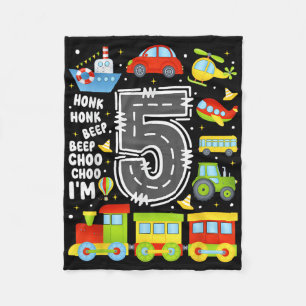 5 Years Old Boys Girls Kids 5th Birthday Transport Fleece Blanket