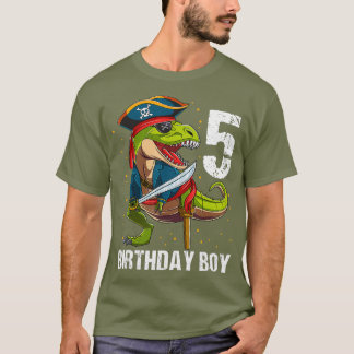 5 Years Old Dinosaur Pirate 5th Birthday Boy T-Shirt