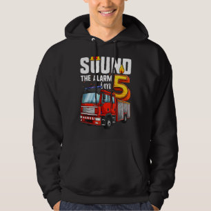 5 Years Old Firetruck  Birthday Boy Firefighter Hoodie