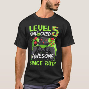 5 Years Old  Gamer Boy Birthday Awesome Since 2017 T-Shirt