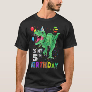 5 Years Old It's My 5th Birthday Dinosaur Rex T-Shirt