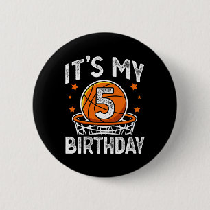 5 Years Old Kids Basketball Sport 5th Birthday Boy 6 Cm Round Badge