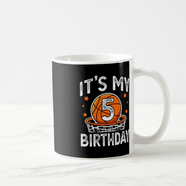 5 Years Old Kids Basketball Sport 5th Birthday Boy Coffee Mug (Right)