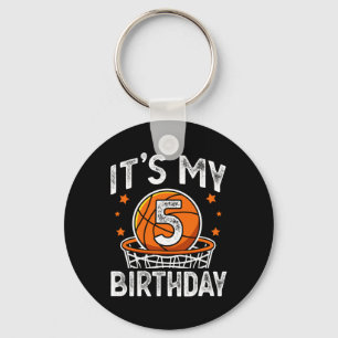 5 Years Old Kids Basketball Sport 5th Birthday Boy Key Ring