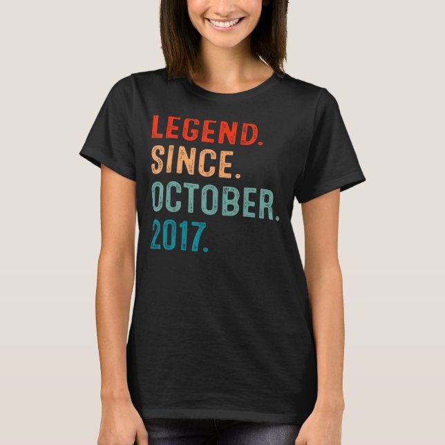 5 Years Old Legend Since October 2017 5th Birthday T-Shirt (Front)