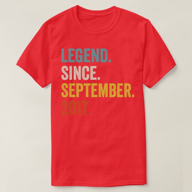 5 Years Old Legend Since September 2017 5th Birthd T-Shirt (Design Front)