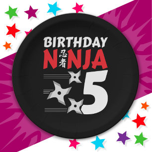 5 Years Old Ninja Party Stars Kids 5th Birthday Paper Plate