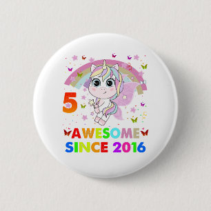 5 Years Old Unicorn 5th Birthday Girl Unicorn Part 6 Cm Round Badge