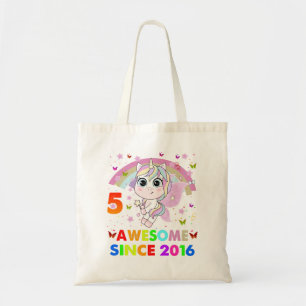 5 Years Old Unicorn 5th Birthday Girl Unicorn Part Tote Bag