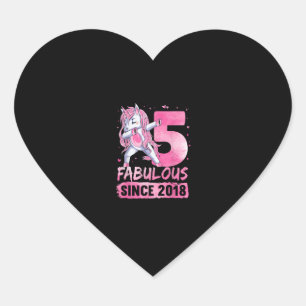 5 Years Old Unicorn Dabbing 5th Birthday Girl Unic Heart Sticker