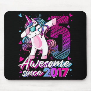 5 Years Old Unicorn Dabbing 5th Birthday Girl Unic Mouse Pad