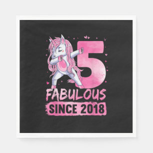 5 Years Old Unicorn Dabbing 5th Birthday Girl Unic Napkin