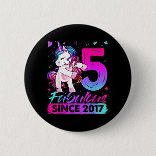 5 Years Old Unicorn Flossing 5th Birthday Girl Uni 6 Cm Round Badge