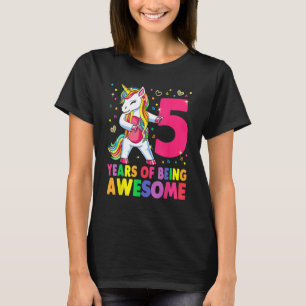 5 Years Old Unicorn Flossing 5th Birthday Girl Uni T-Shirt