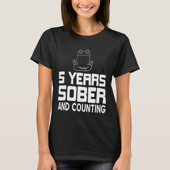 5 Years Sober And Counting Retro Sobriety T-Shirt  (Front)