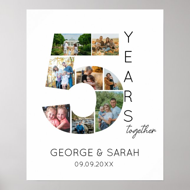 5 Years Together Photo Collage Wedding Anniversary Poster (Front)
