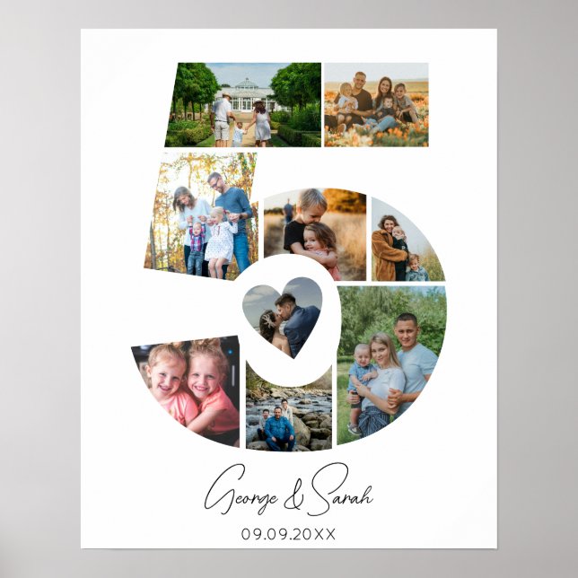 5 Years Together Photo Collage Wedding Anniversary Poster (Front)