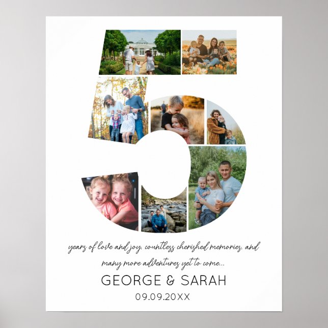 5 Years Together Photo Collage Wedding Anniversary Poster (Front)
