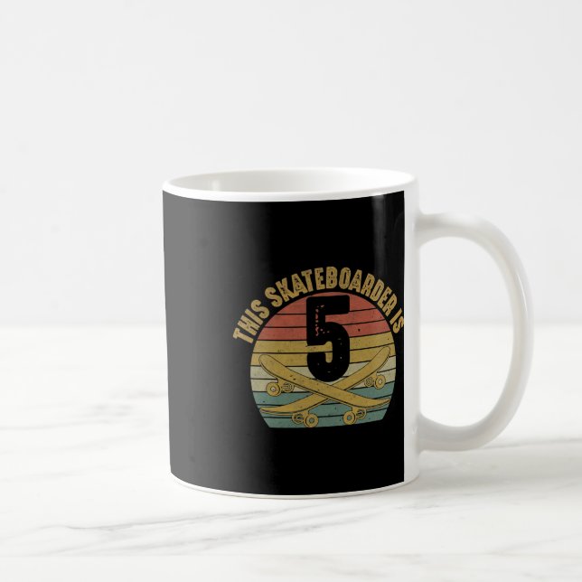 5 Yr Old Skateboarder Skateboarding 5th Birthday S Coffee Mug (Right)